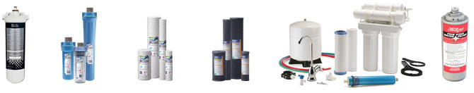 Various water filtration products